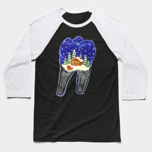 Tooth Snowglobe Baseball T-Shirt